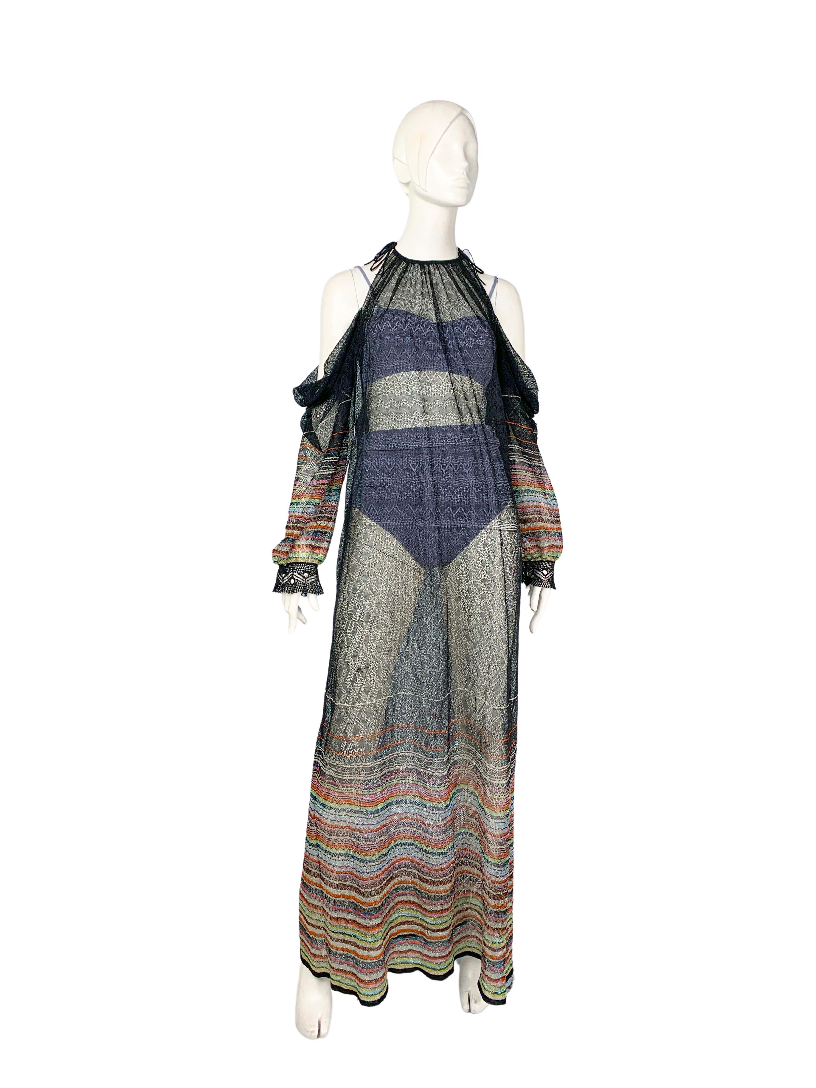 Women's or Men's 2000s Missoni multicolour metallic openwork knit transformer 4-in-1 maxi dress