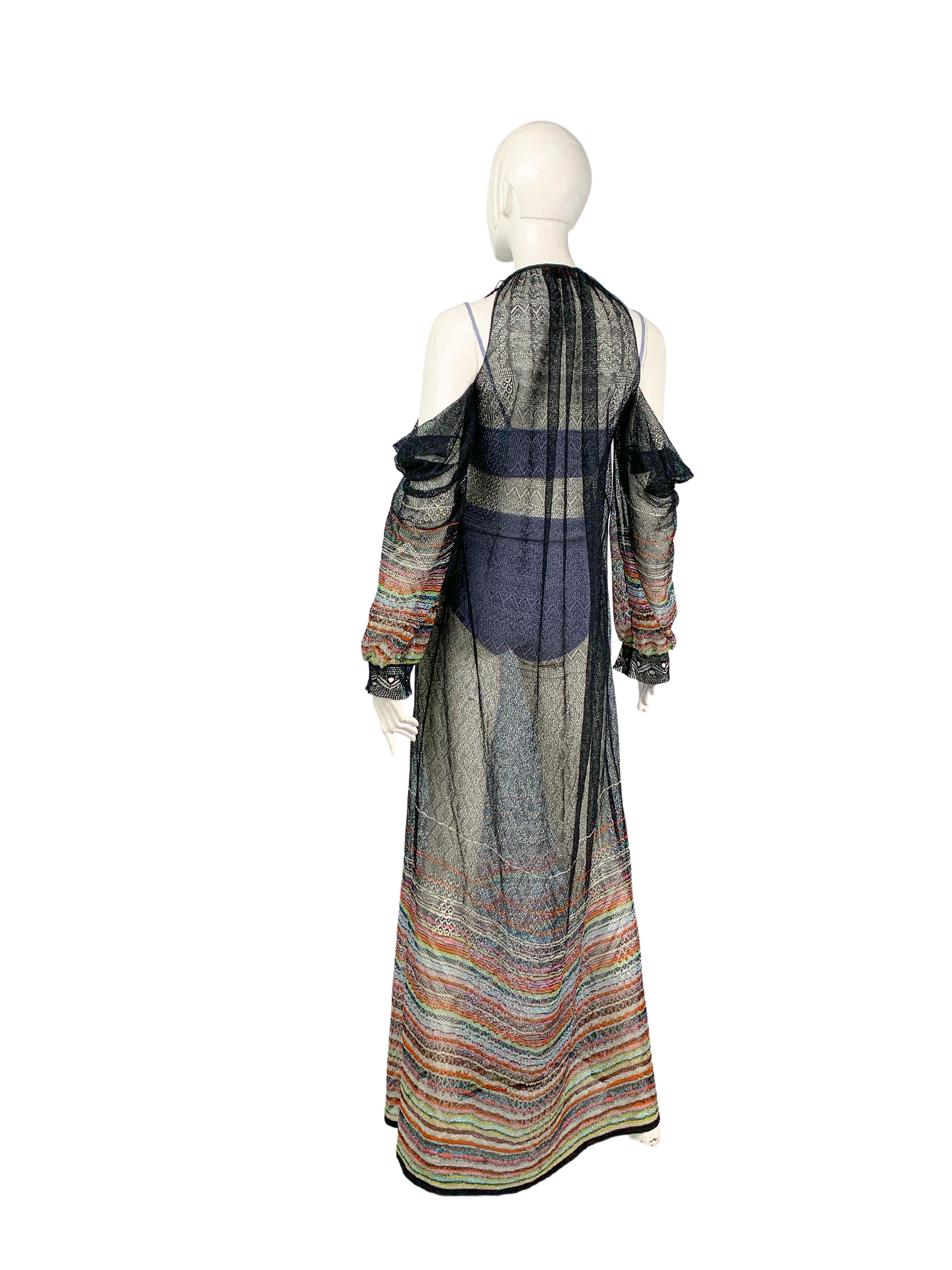 2000s Missoni multicolour metallic openwork knit transformer 4-in-1 maxi dress 1