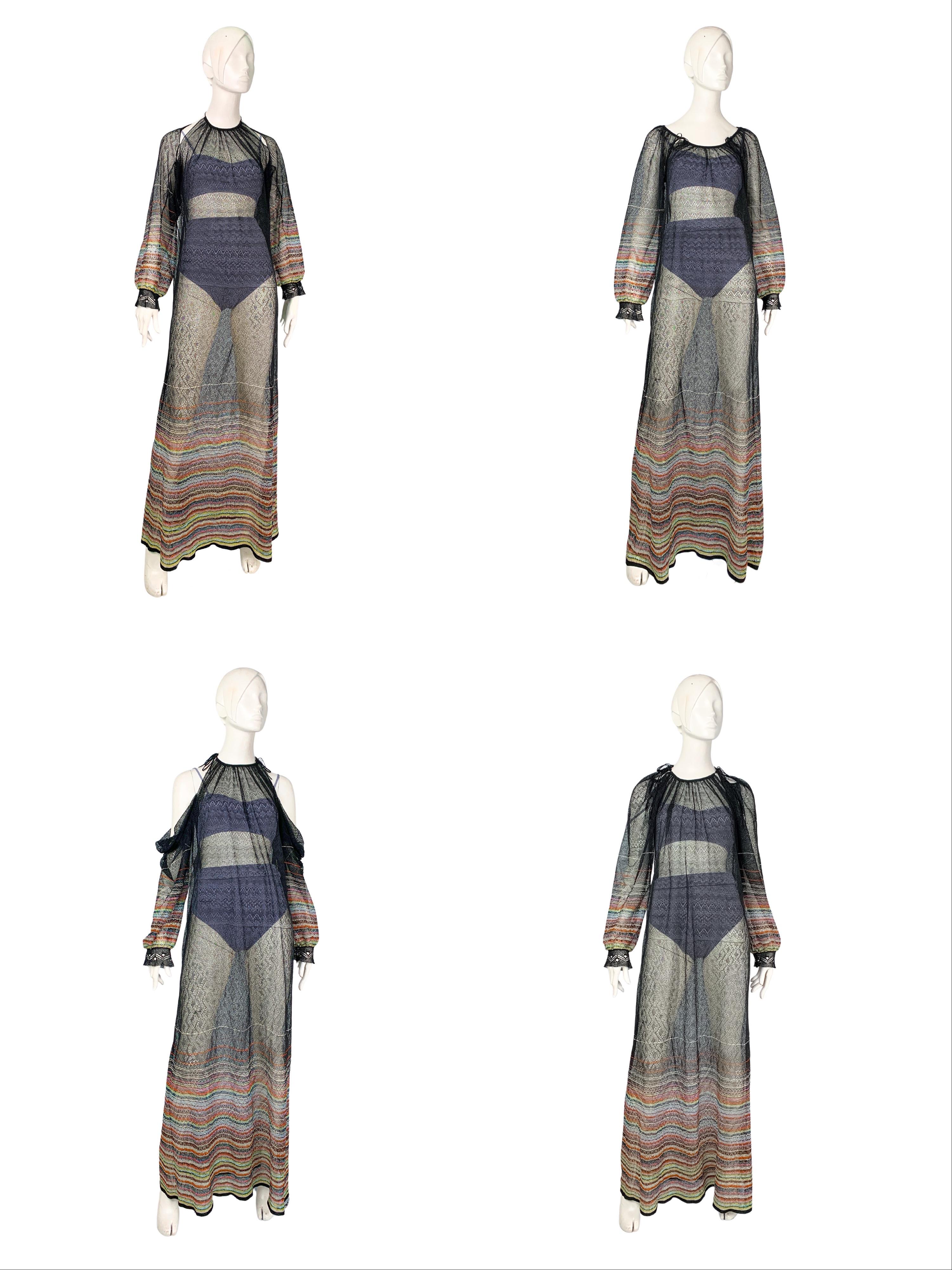 2000s Missoni multicolour metallic openwork knit transformer 4-in-1 maxi dress 11