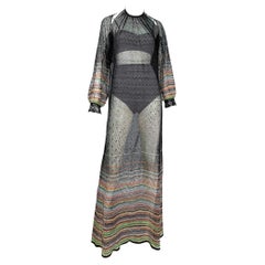 2000er Missoni mehrfarbig metallisch durchbrochen gestricktes Transformer 4-in-1 Maxikleid