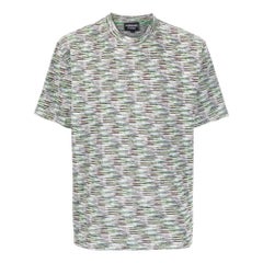 2000s Missoni Vintage green, white and brown cotton t-shirt