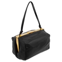 2000s Miu Miu Black Leather and Gold Frame Mini Bag