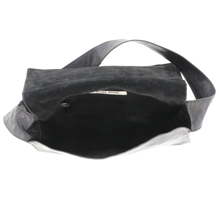 2000s Miu Miu Black Leather Shoulder Bag at 1stDibs