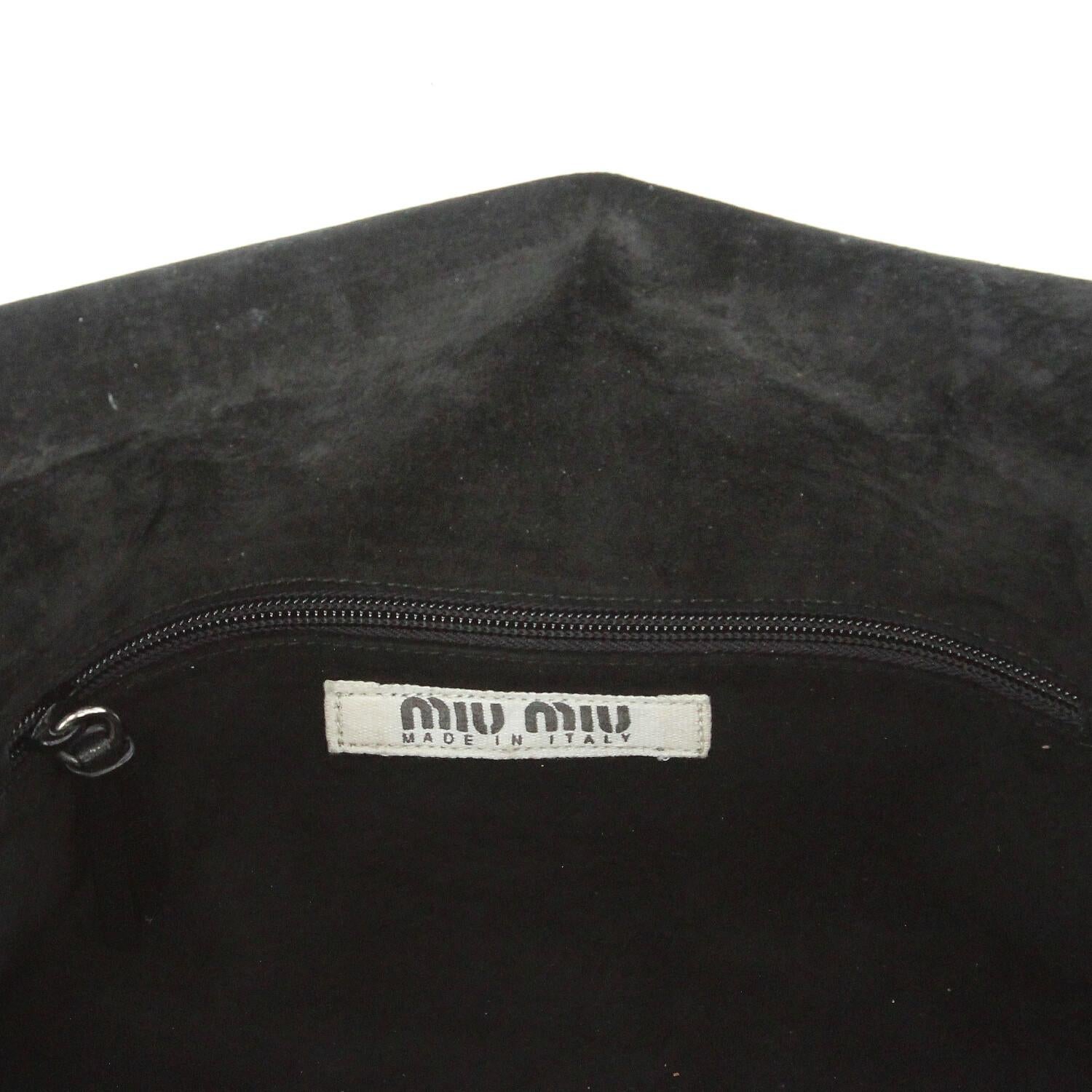 2000s Miu Miu Black Leather Shoulder Bag 4
