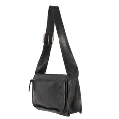2000s Miu Miu Black Leather Shoulder Bag