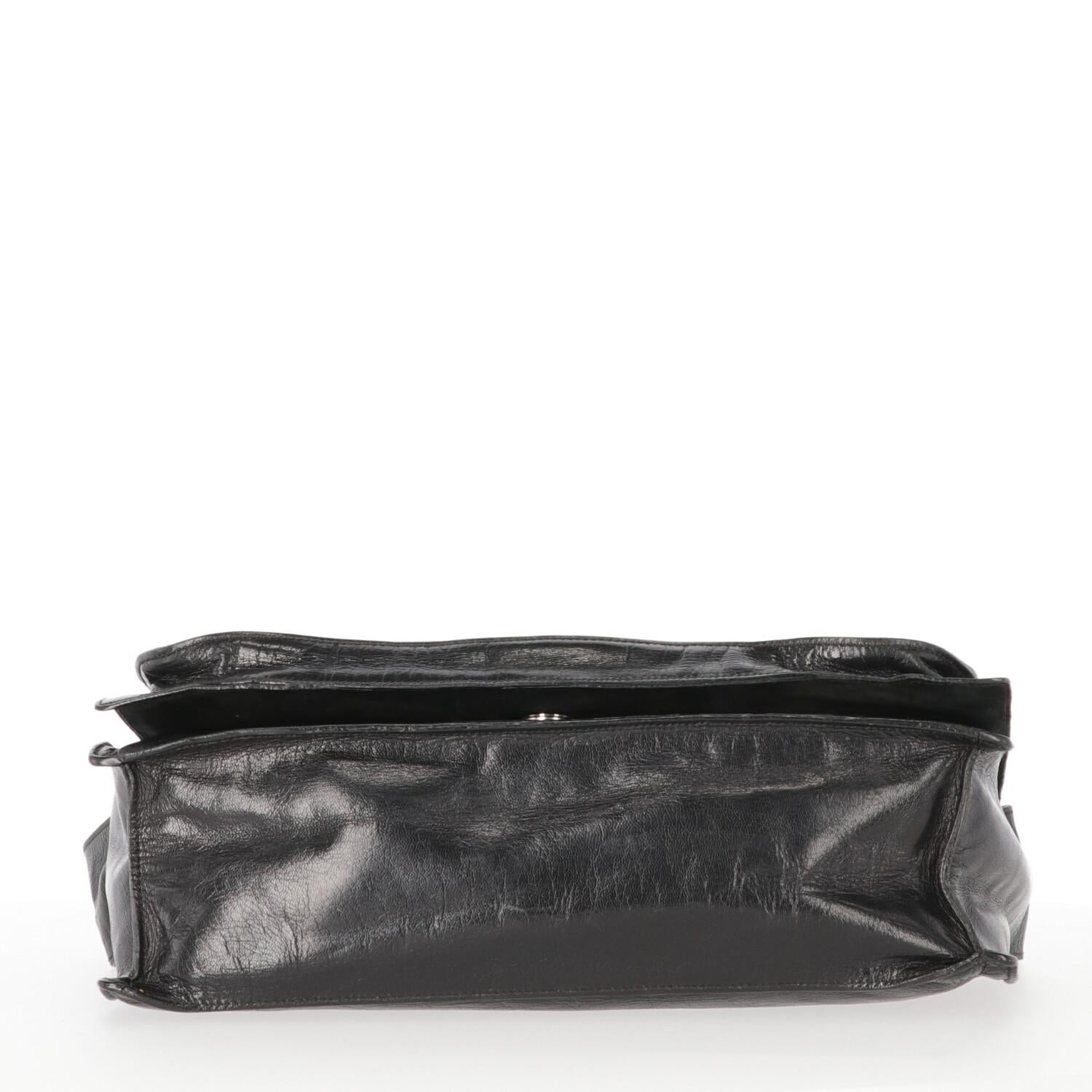 2000s Miu Miu Black Leather Shoulder Bag