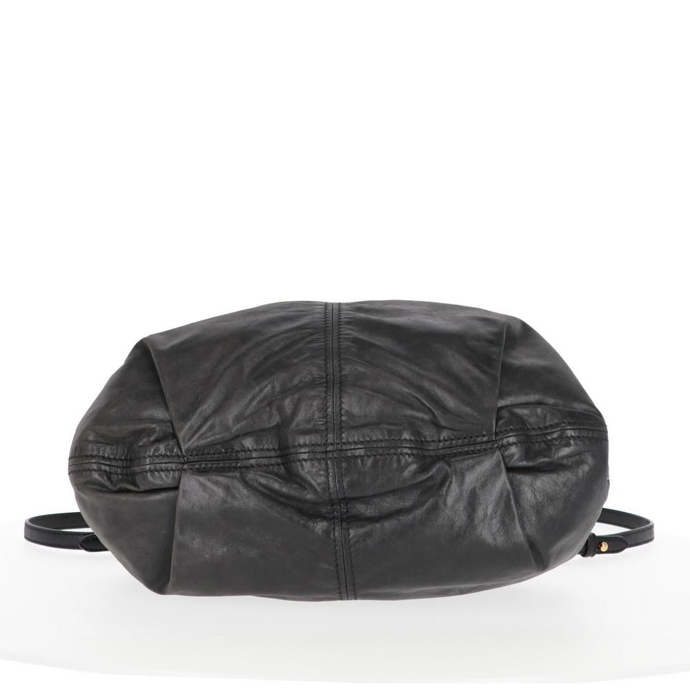 2000s Miu Miu Black Leather Tote Bag 1