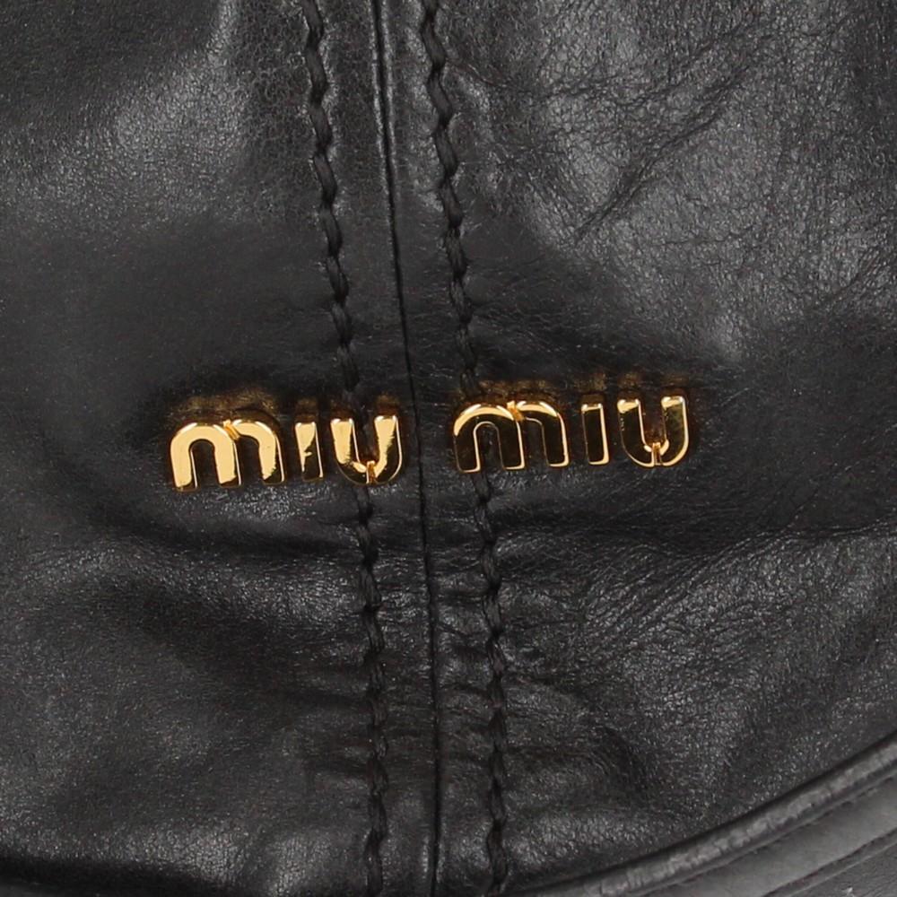 2000s Miu Miu Black Leather Tote Bag 4