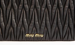 2000s Miu Miu Black Matelasse Leather Magnetic Hinged Closure Pouch / Clutch
