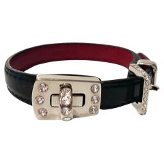2000s miu miu Crystal Patent Leather Clutch Closure Bracelet