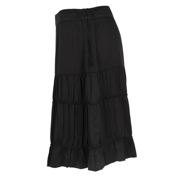2000s Miu Miu Black Silk Skirt For Sale at 1stDibs