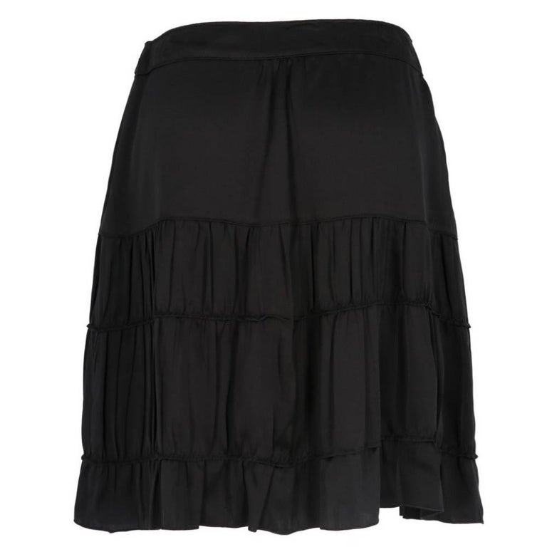 2000s Miu Miu Black Silk Skirt at 1stDibs