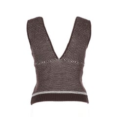 2000s Miu Miu brown and white wool vest