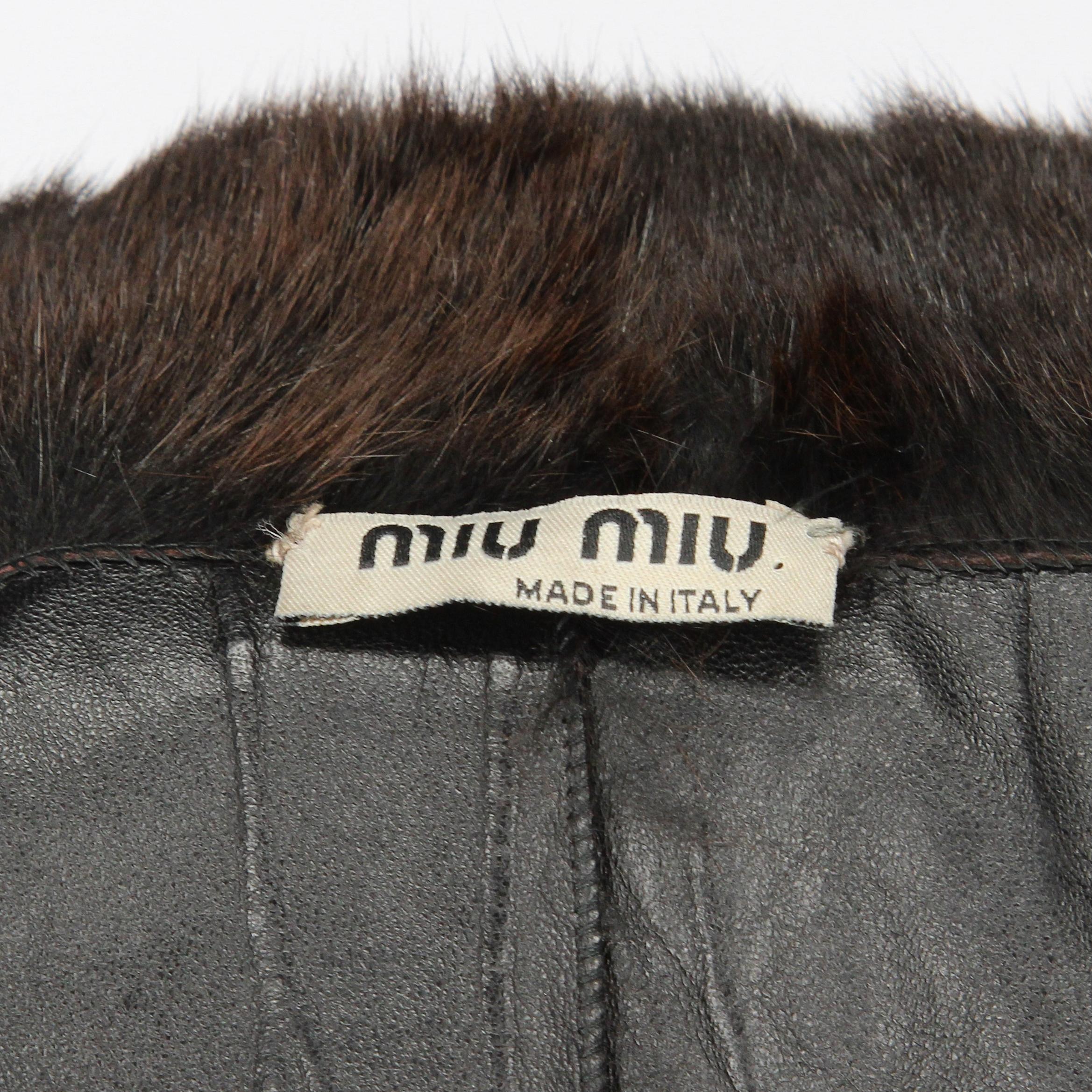 2000s Miu Miu Brown Hamster Fur Coat with Beads and Sequins floral applications 4