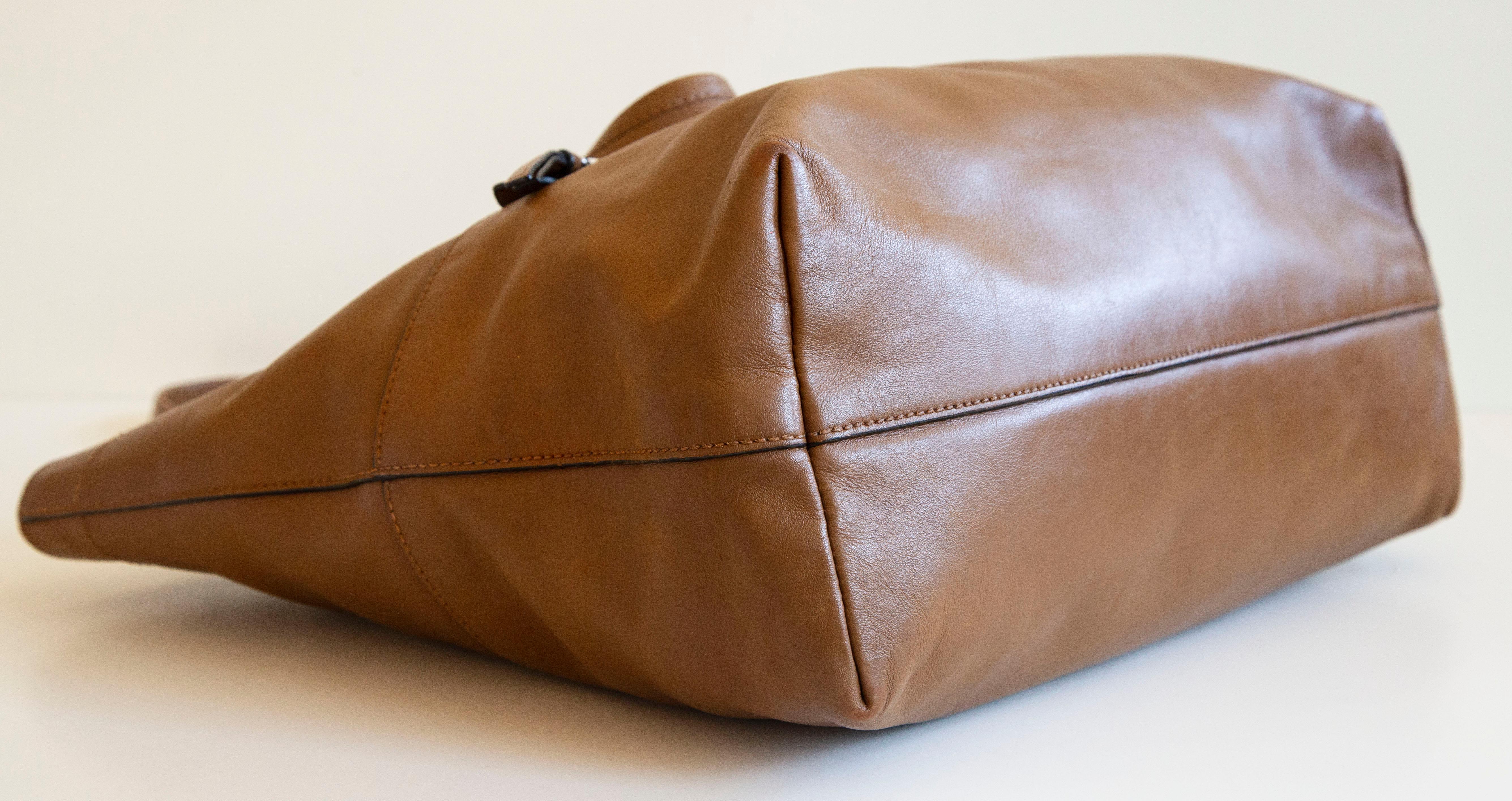 2000s Miu Miu Brown Leather Tote Bag 8