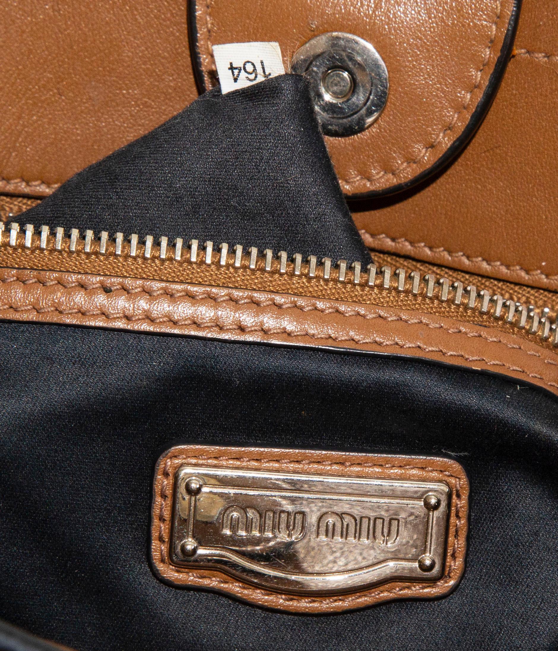 2000s Miu Miu Brown Leather Tote Bag 11