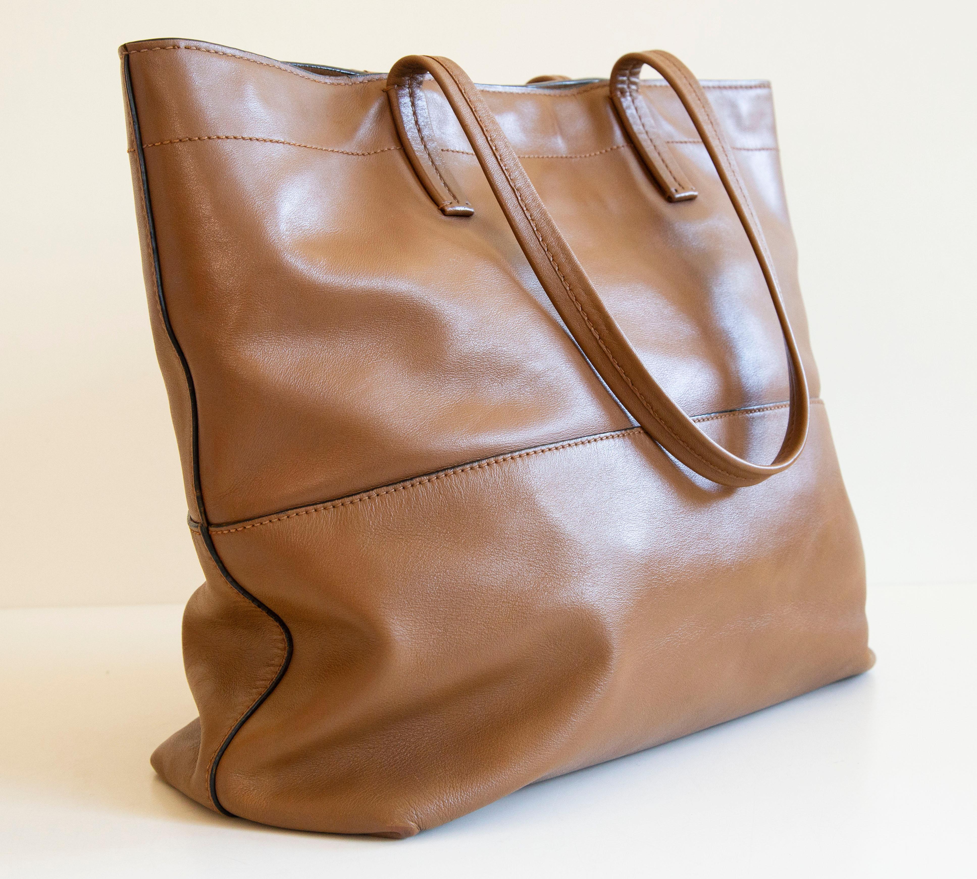 2000s Miu Miu Brown Leather Tote Bag 1