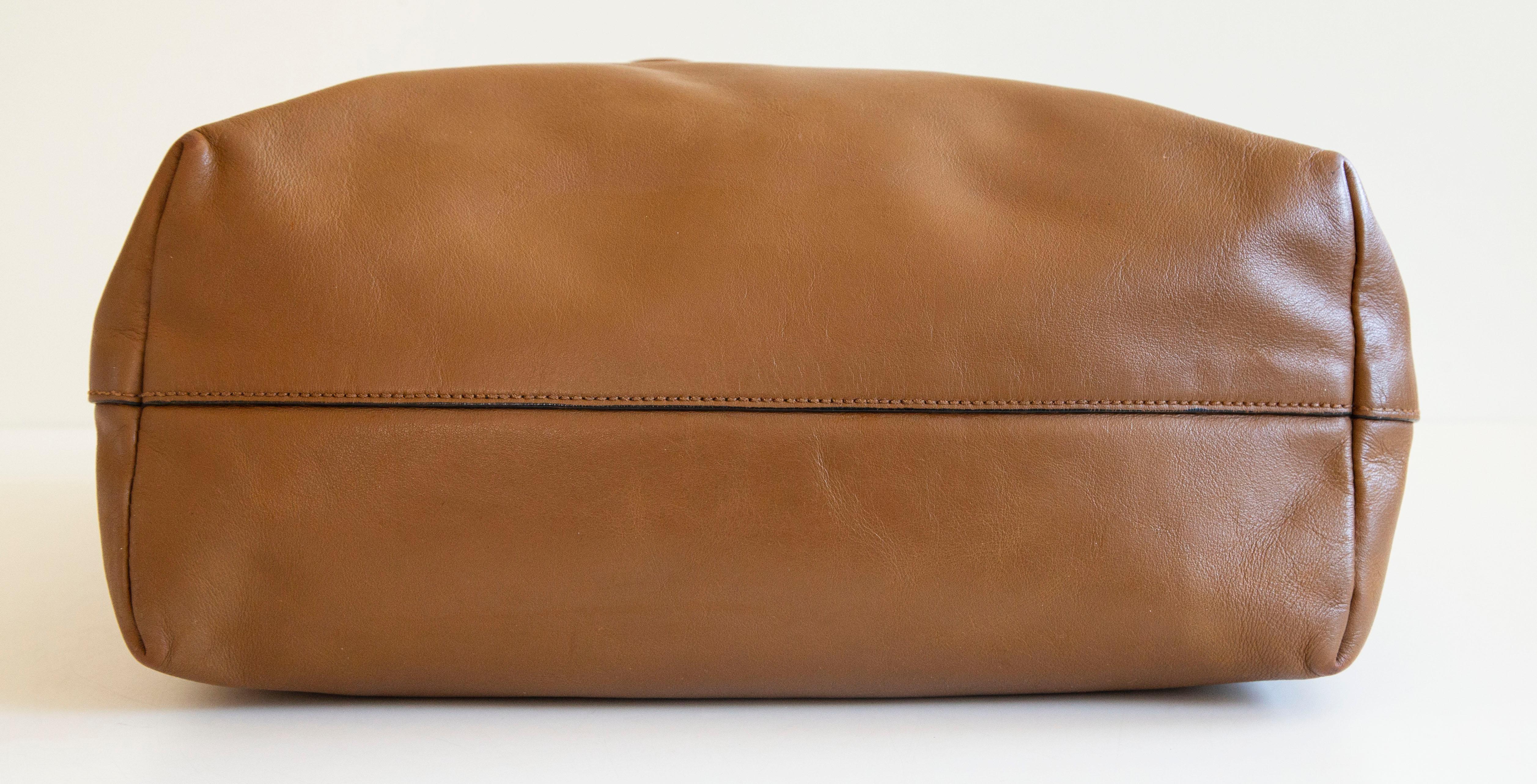 2000s Miu Miu Brown Leather Tote Bag 3