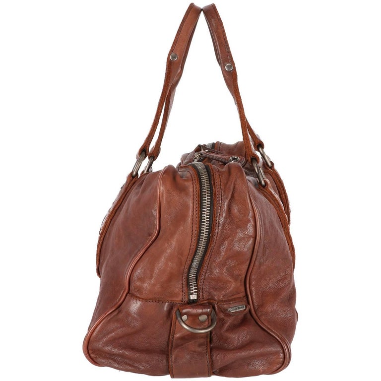2000s Miu Miu Brown Leather Travel Bag at 1stDibs | miu miu doctor bag