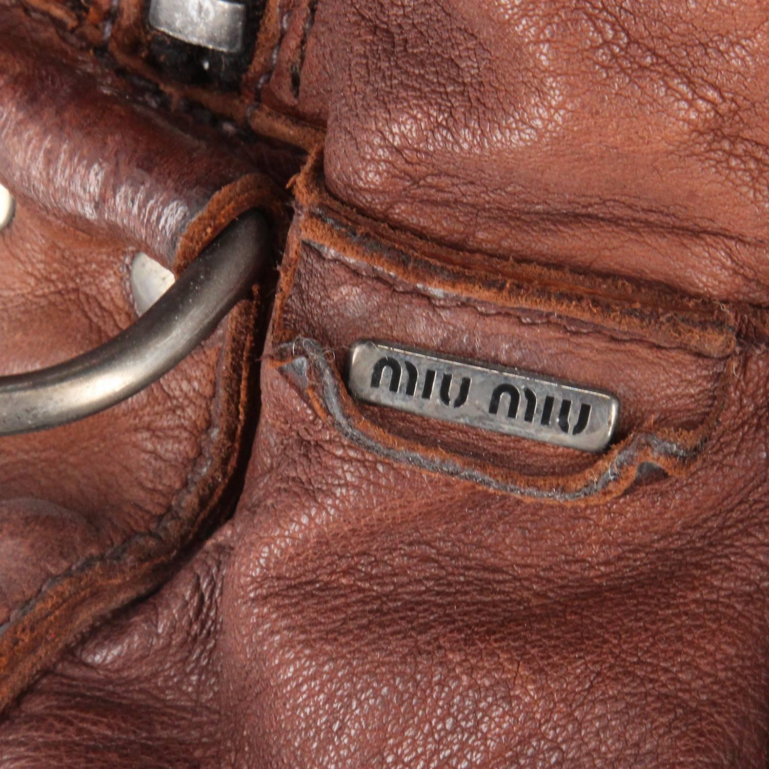 2000s Miu Miu Brown Leather Travel Bag 2