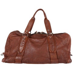2000s Miu Miu Brown Leather Travel Bag