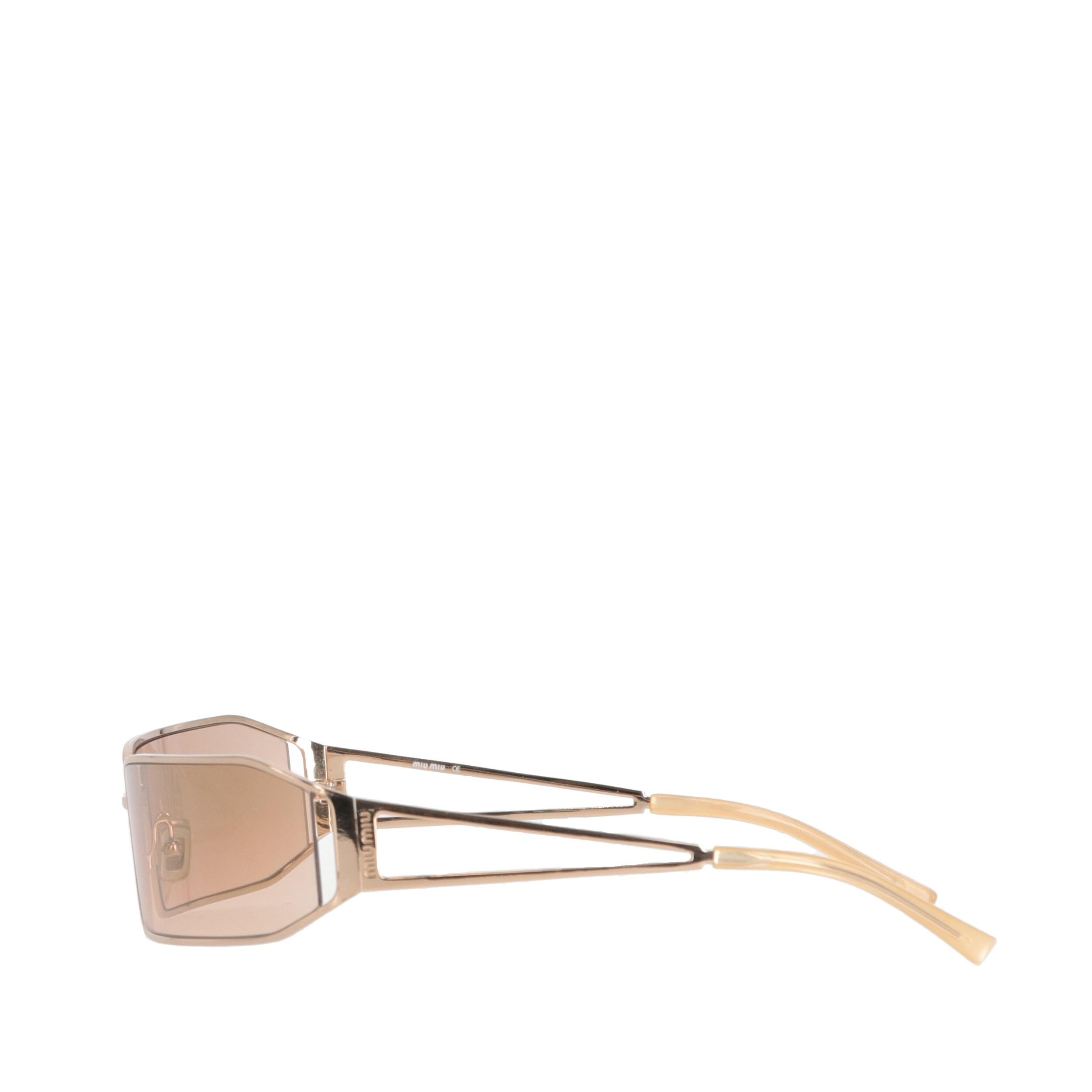 Beige 2000s Miu Miu Gold-tone Sunglasses