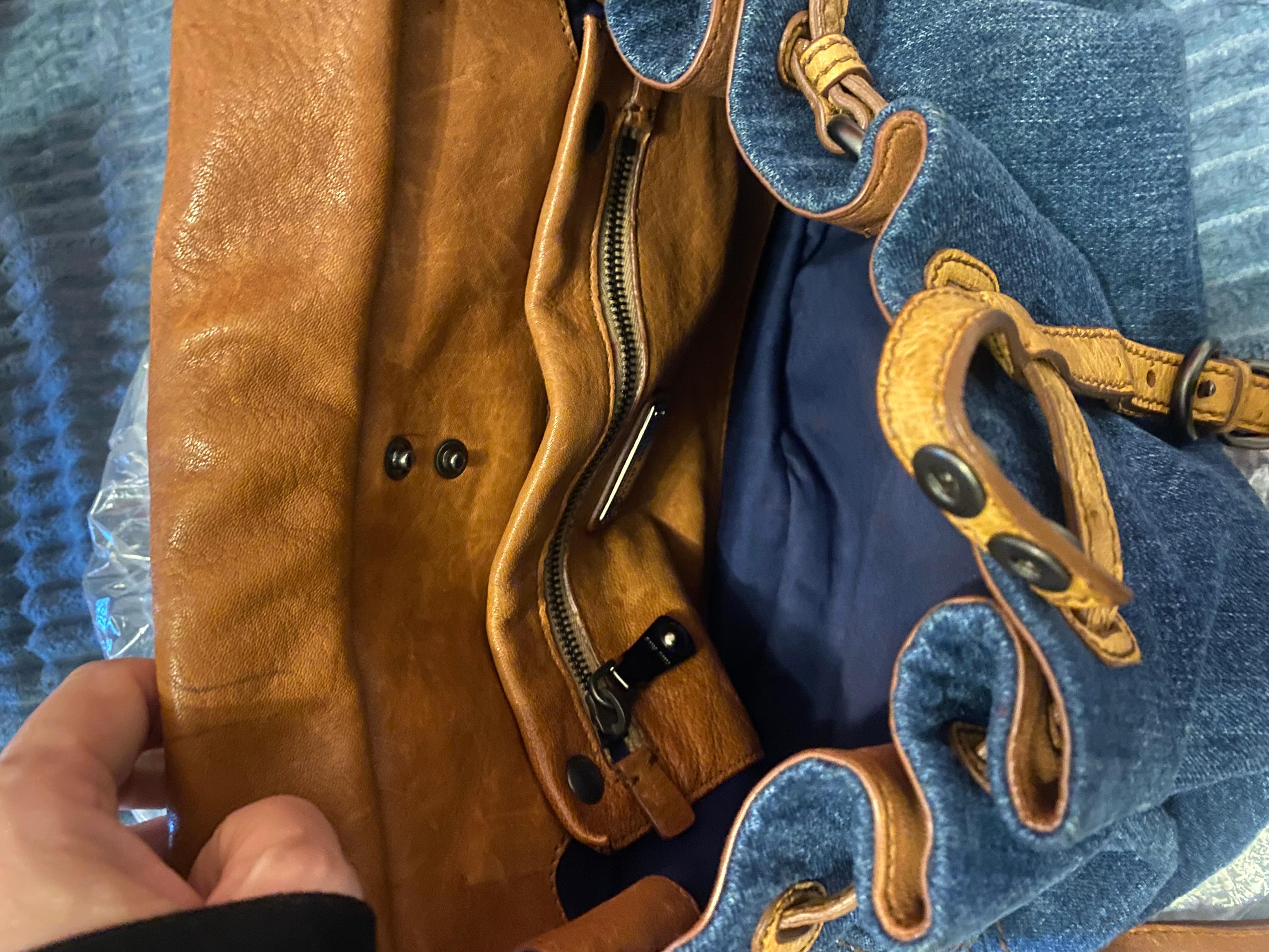 2000s miu miu Leather Denim Hobo Shoulder Bag 9