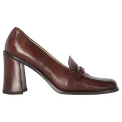 2000s Miu Miu Leather Heeled Loafers