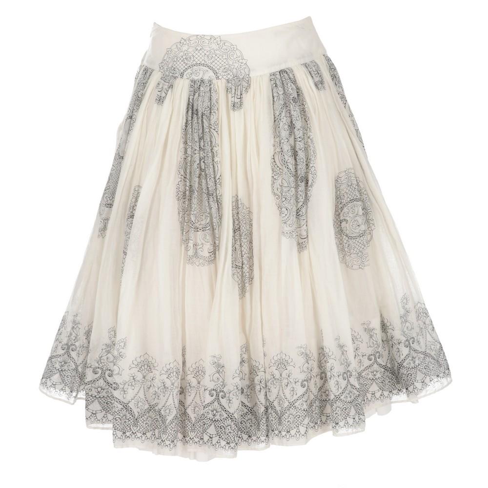 Beige 2000s Miu Miu Printed Skirt