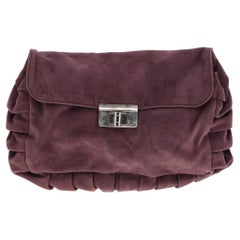 2000s Marni purple suede pochette with pleated effect along the edges