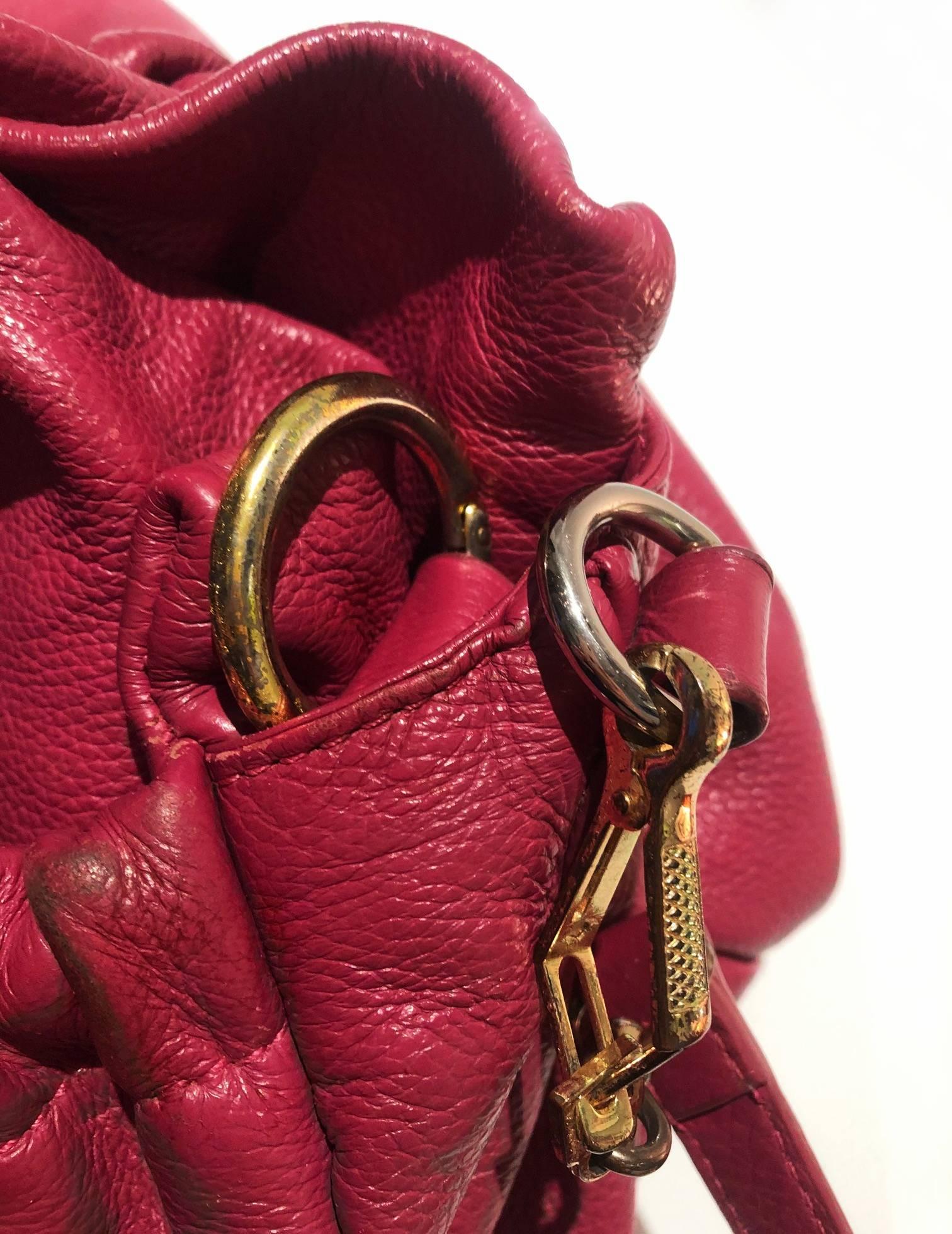 Women's 2000s miu miu Strawberry Pink Oversized Slouch Leather Hobo Bag