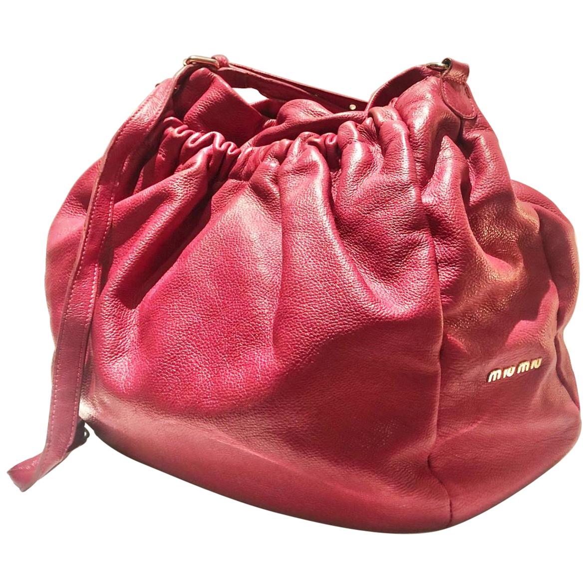 2000s miu miu Strawberry Pink Oversized Slouch Leather Hobo Bag