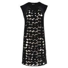 2000s Miu Miu Vintage black virgin wool sleeveless dress with gray and blue