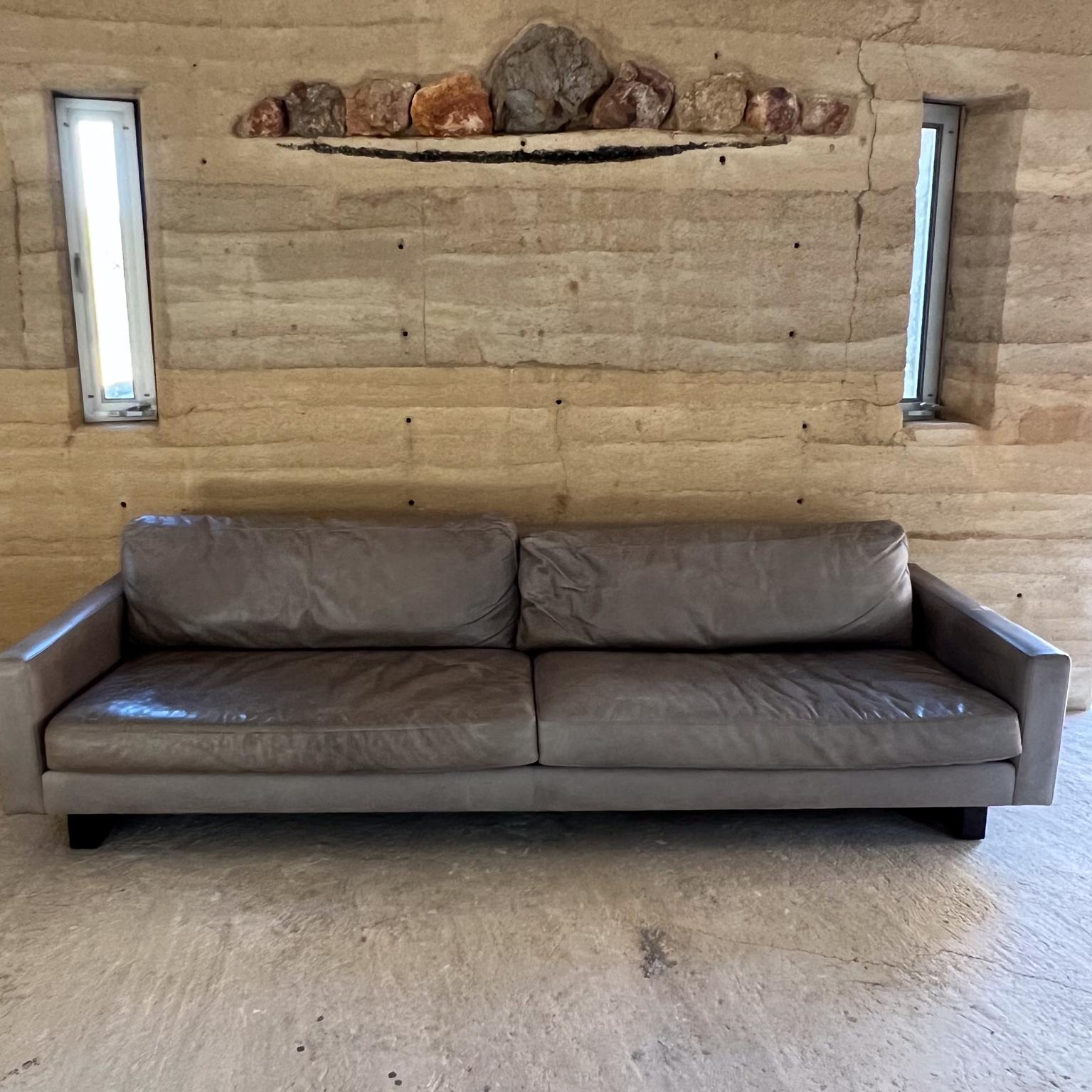 2000s Modern Gray Leather Sofa Pierson Room & Board For Sale
