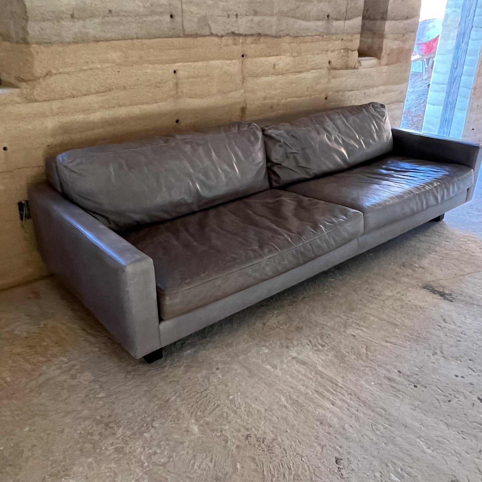 American 2000s Modern Gray Leather Sofa Pierson Room & Board For Sale