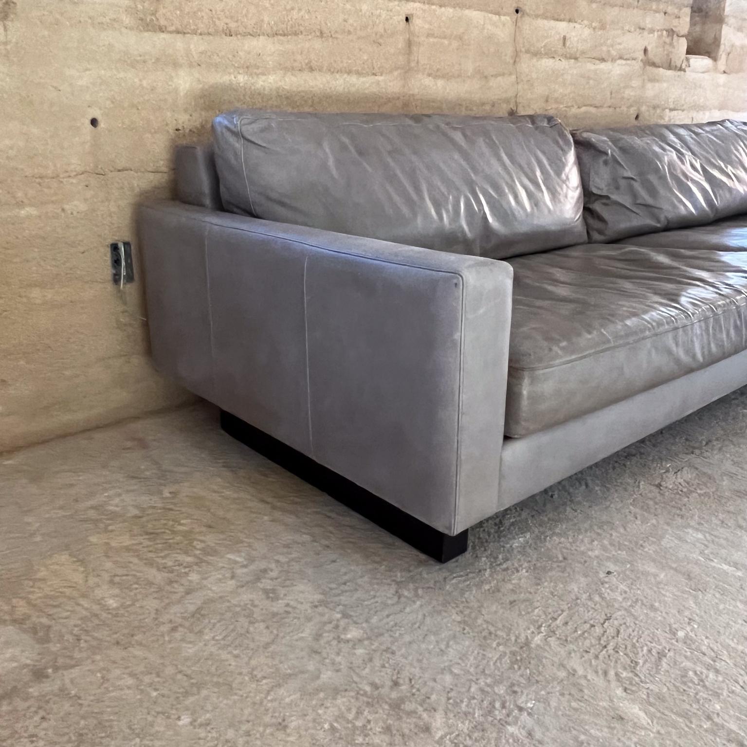 Contemporary 2000s Modern Gray Leather Sofa Pierson Room & Board For Sale