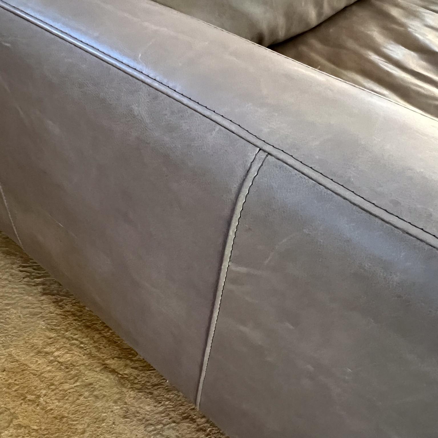 2000s Modern Gray Leather Sofa Pierson Room & Board For Sale 2