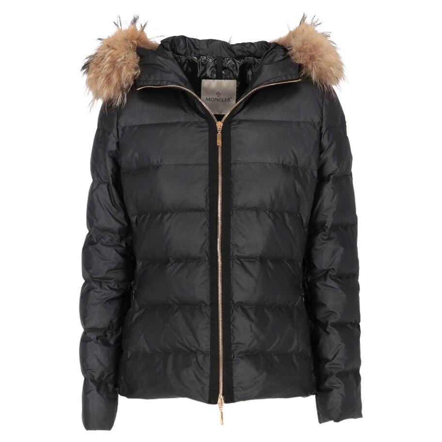 2000s Moncler Vintage black down jacket with fur insert