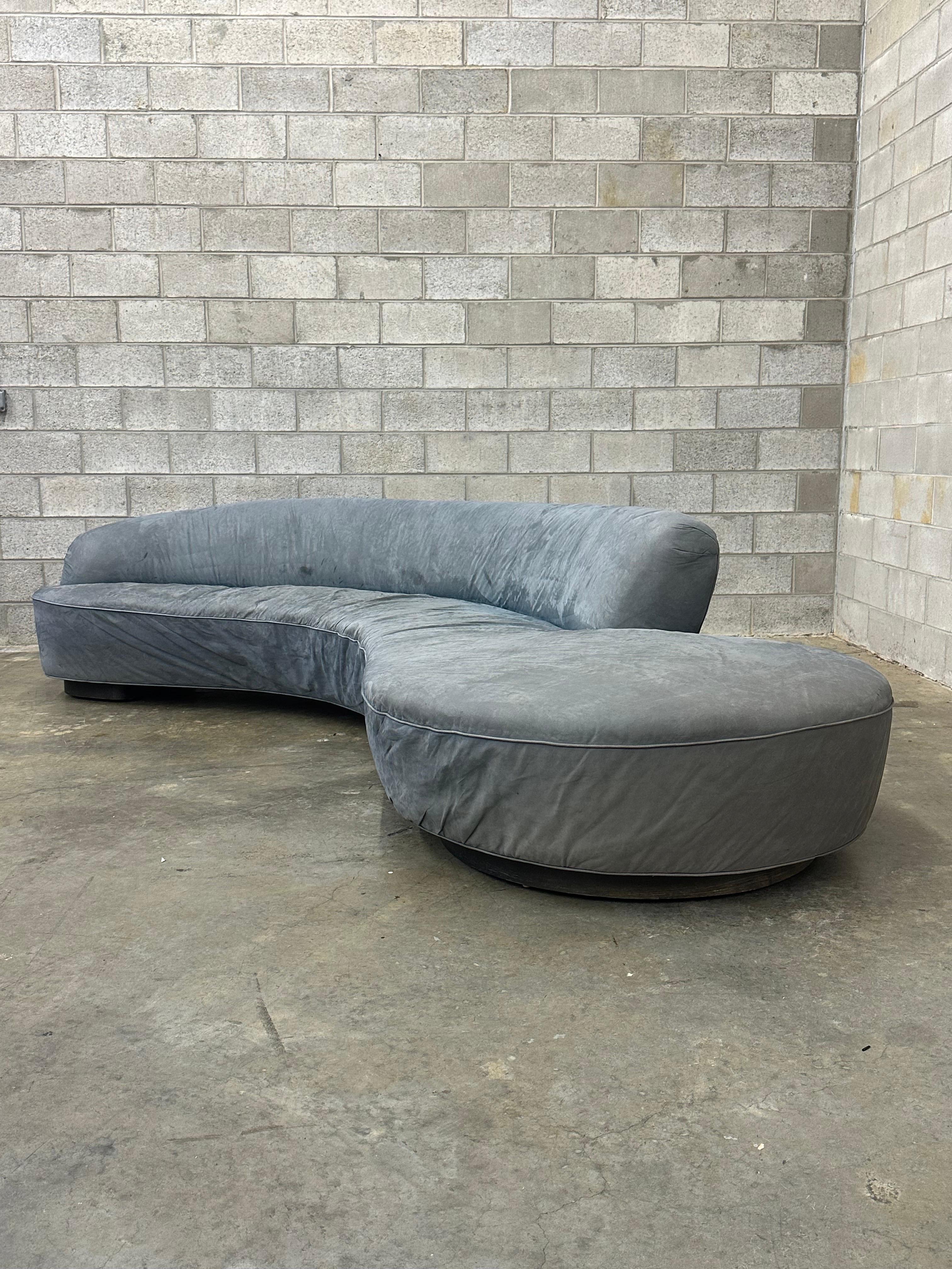 A monumental Vladimir Kagan sofa produced in early 2000s. This is a very large example part of the 150 series. Really great size and form.