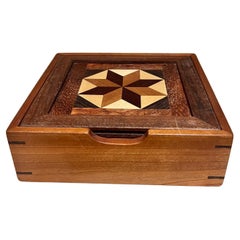 2000s Mosaic Marquetry Exotic Wood Box signed
