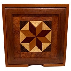 2000s Mosaic Marquetry Exotic Wood Box signed