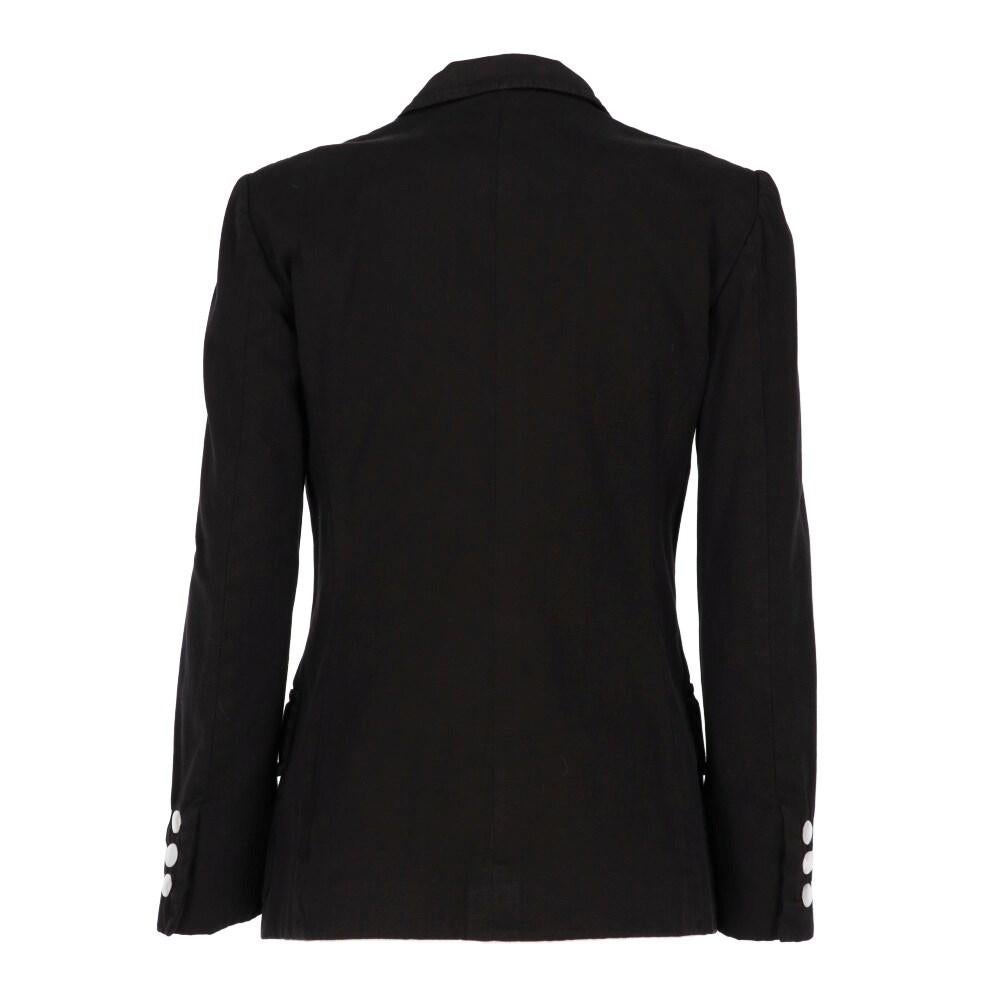 Moschino black cotton and linen blend jacket. Classic lapel collar, front button closure and patch pockets with flap.

Size: 44 IT

Flat measurements
Height: 67 cm
Bust: 42 cm
Shouders: 39 cm
Sleeves: 58 cm

Product code: X1020

Composition: 80%
