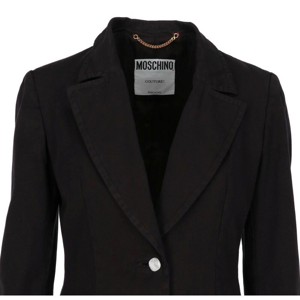 2000s Moschino black cotton and linen blend jacket In Excellent Condition For Sale In Lugo (RA), IT