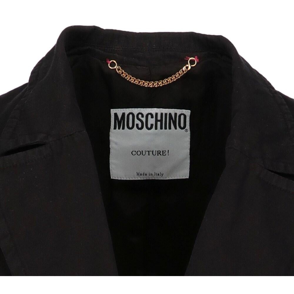 Women's 2000s Moschino black cotton and linen blend jacket For Sale