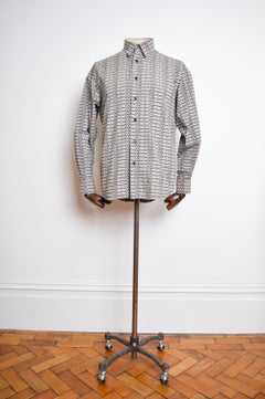 2000's MOSCHINO Black & off White repeat Logo print long sleeve pattern Shirt