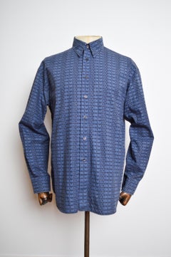 2000's MOSCHINO Blue & Navy Vintage repeat Logo print long sleeve pattern Shirt