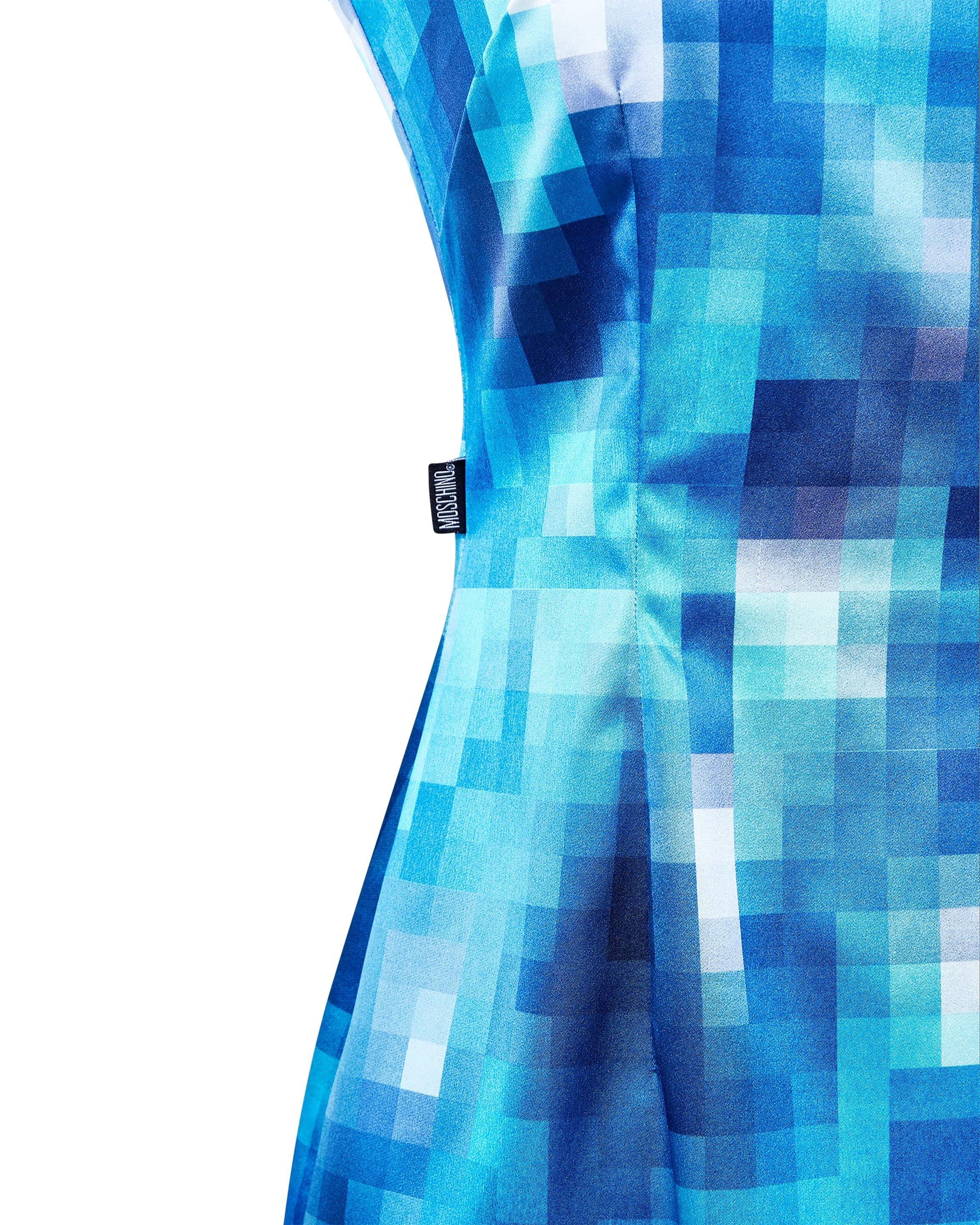 Women's 2000's Moschino Blue Pixel Gradient Pattern Midi Dress