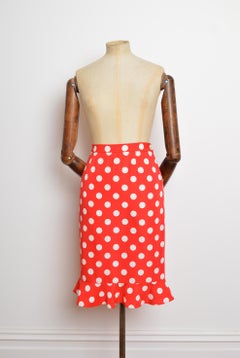 2000's Moschino Cheap & Chic Jacket Skirt Red White Polka dot Matching Set