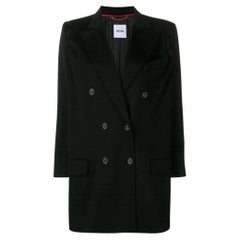 2000s Moschino double-breasted black virgin wool crop coat
