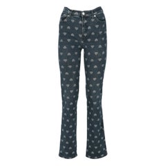 2000s Moschino Heart Pattern Denim Trousers